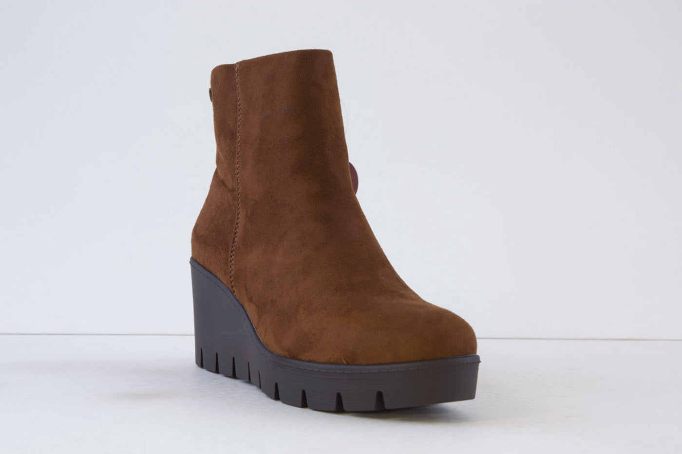 SUSST - BUDDY24 HIGH WEDGE ZIP ANKLE BOOT - TAN SUEDE