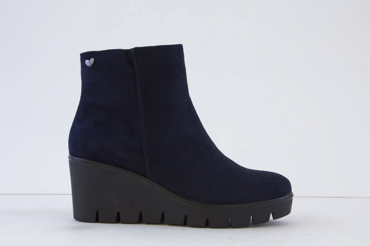 SUSST - BUDDY24 HIGH WEDGE ZIP ANKLE BOOT - NAVY SUEDE