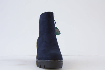 SUSST - BUDDY24 HIGH WEDGE ZIP ANKLE BOOT - NAVY SUEDE