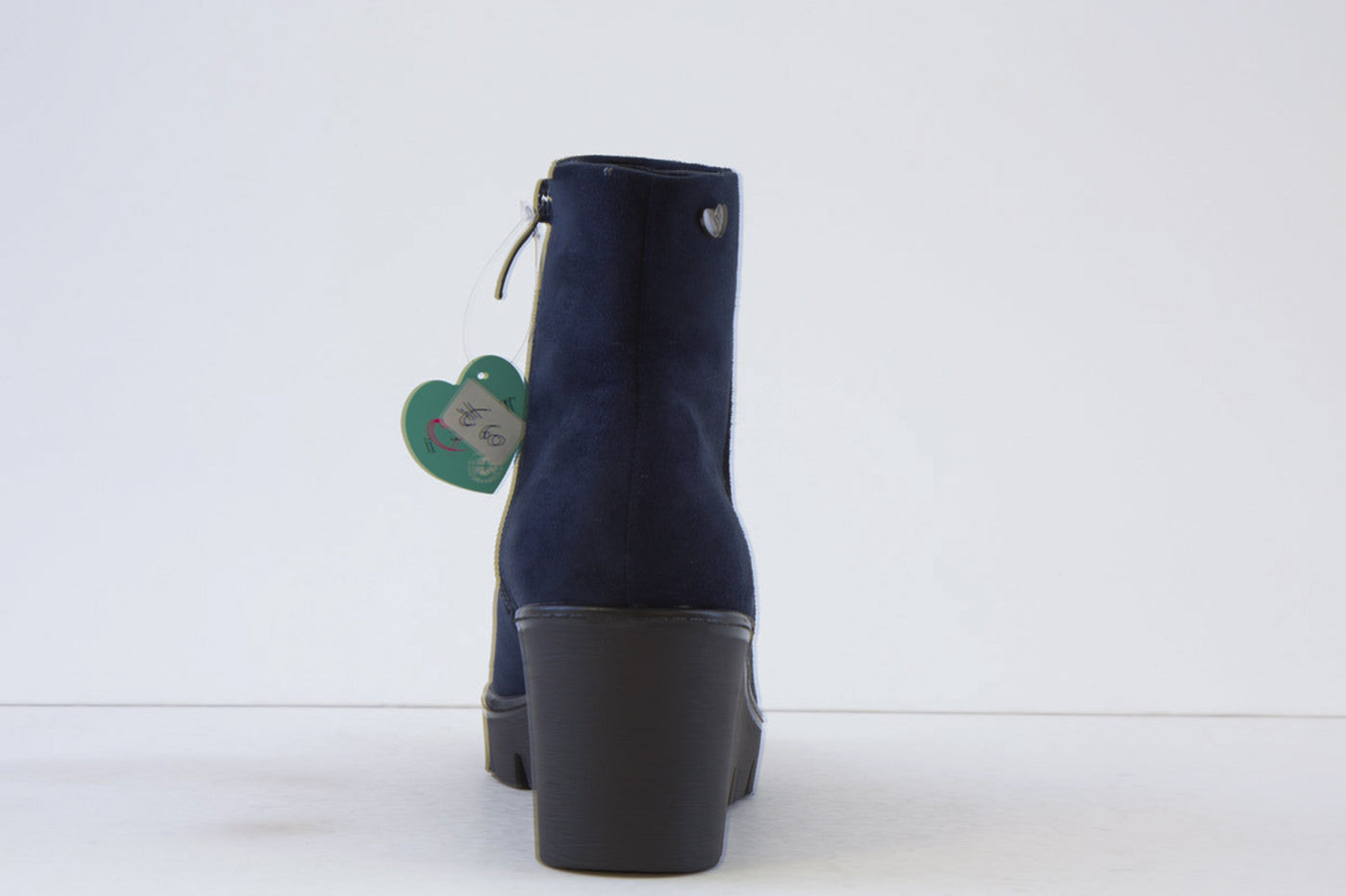 SUSST - BUDDY24 HIGH WEDGE ZIP ANKLE BOOT - NAVY SUEDE