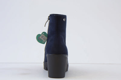 SUSST - BUDDY24 HIGH WEDGE ZIP ANKLE BOOT - NAVY SUEDE