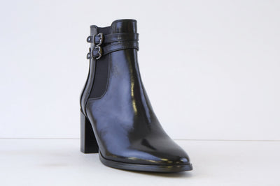 REGARDE LE CIEL - JOAN-13 MEDIUM BLOCK HEEL ZIP ANKLE BOOT - BLACK