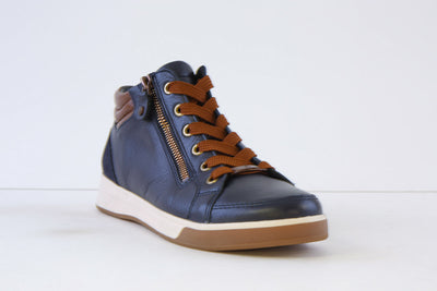 ARA - 24499-92 LACED ANKLE BOOT - NAVY/TAN