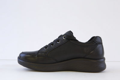 G COMFORT - P-811S LACED COMFORT SHOE - BLACK LEATHER