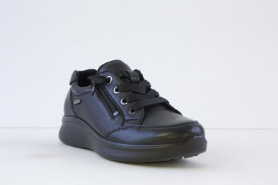 G COMFORT - P-811S LACED COMFORT SHOE - BLACK LEATHER