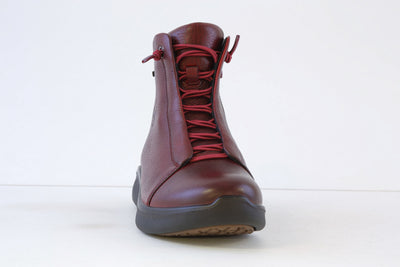 G COMFORT - P-816R FLAT ELASTICATED LACE ANKLE BOOT WITH ZIP - WINE LEATHER