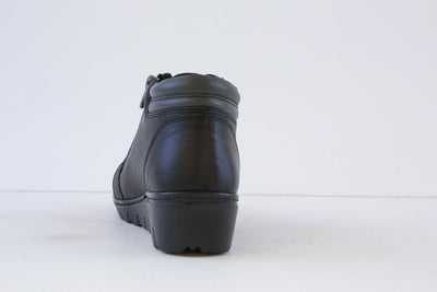 Dr. Mery - 3033 LOW WEDGE LACED/ZIP ANKLE BOOT - BLACK/GREY LEATHER