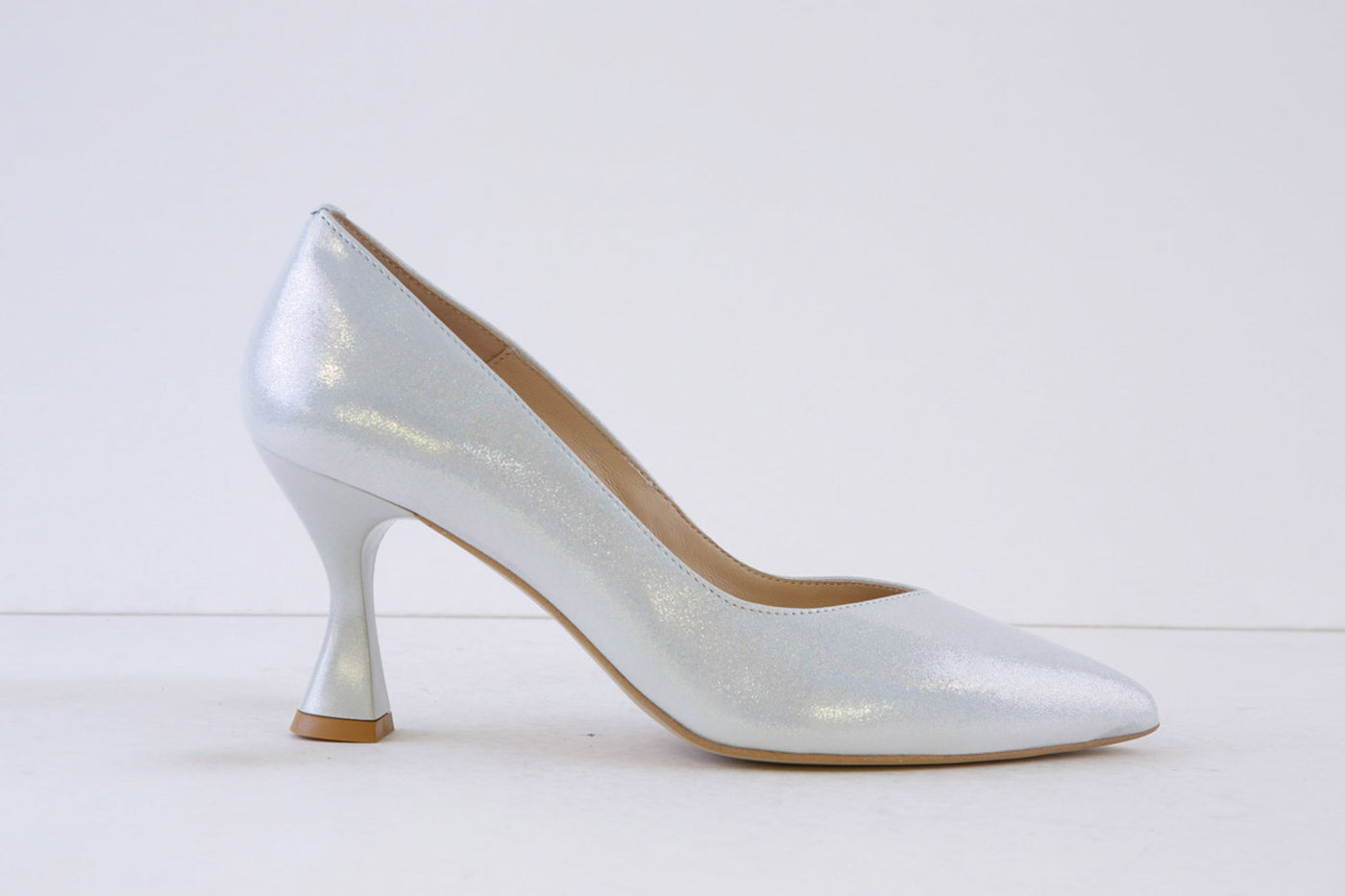 High Heel Court Shoe Silver Shimmer by Emis (Model 6047/206