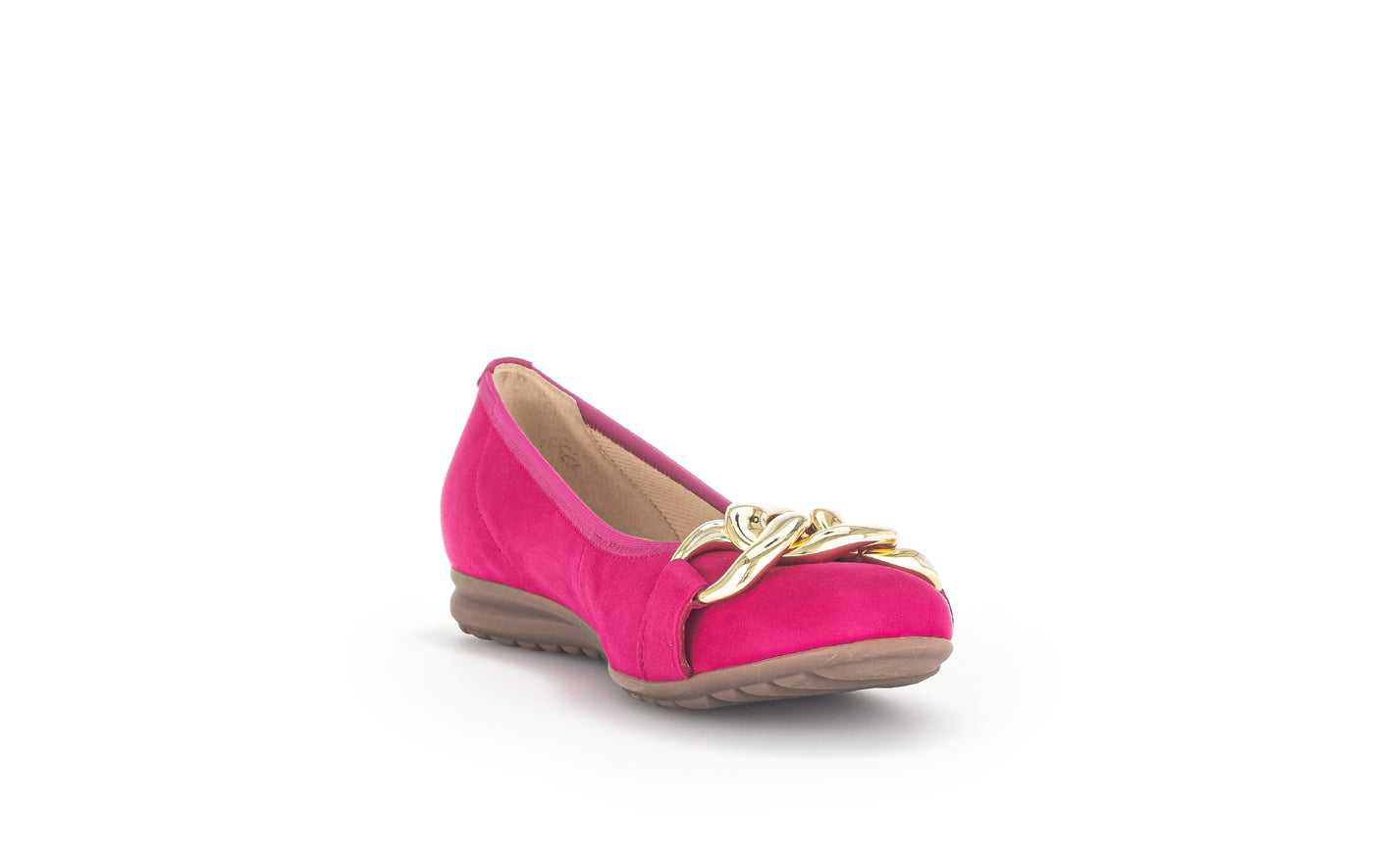 GABOR - 42.625.21 FLAT SHOE WITH CHAIN DETAIL - PINK SUEDE