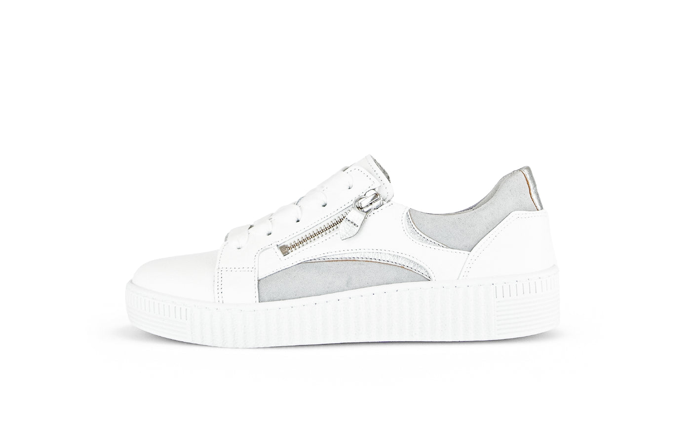 GABOR - 43.330.29 LACED/ZIP FASHION SHOE - WHITE/GREY