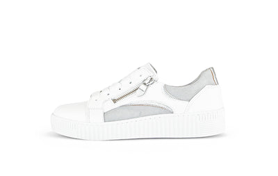 GABOR - 43.330.29 LACED/ZIP FASHION SHOE - WHITE/GREY