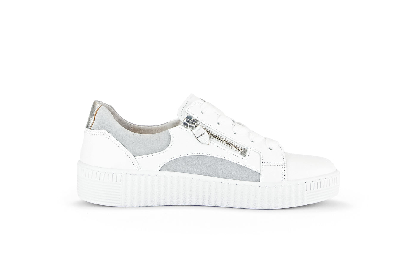 GABOR - 43.330.29 LACED/ZIP FASHION SHOE - WHITE/GREY