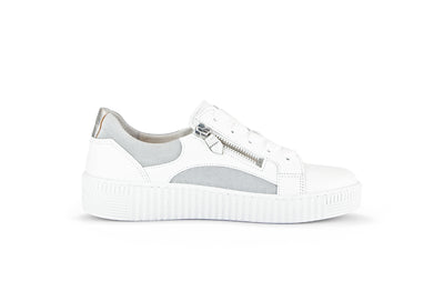 GABOR - 43.330.29 LACED/ZIP FASHION SHOE - WHITE/GREY