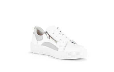 GABOR - 43.330.29 LACED/ZIP FASHION SHOE - WHITE/GREY