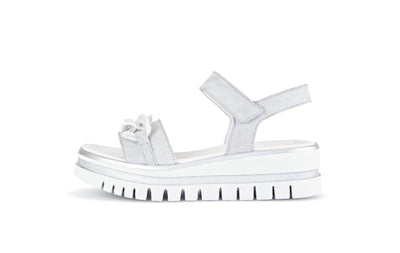 GABOR - 44.624.19 MEDIUM WEDGE SANDAL - LIGHT GREY SUEDE