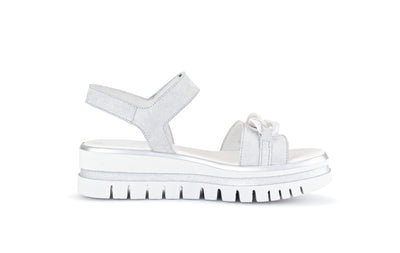 GABOR - 44.624.19 MEDIUM WEDGE SANDAL - LIGHT GREY SUEDE