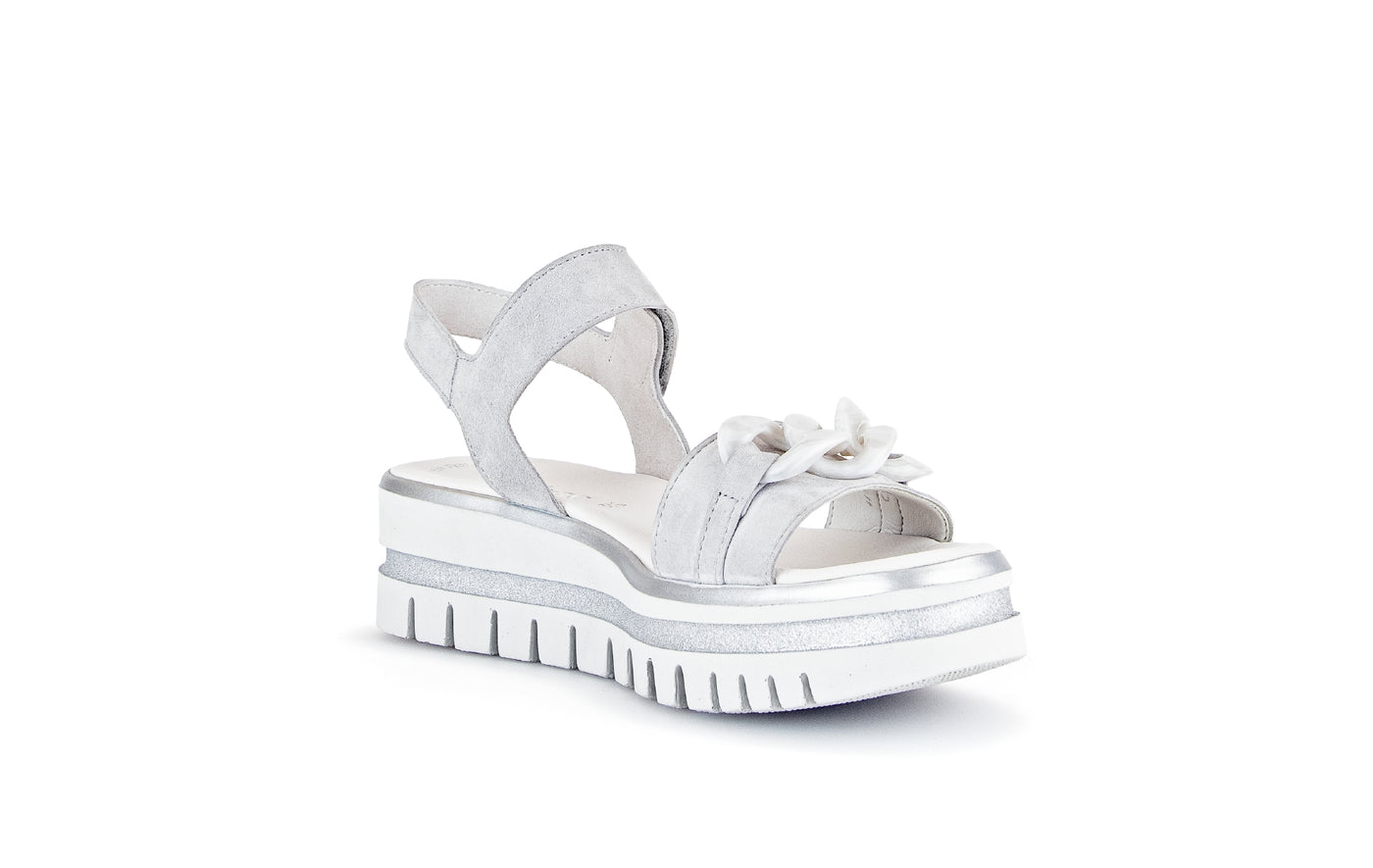 GABOR - 44.624.19 MEDIUM WEDGE SANDAL - LIGHT GREY SUEDE