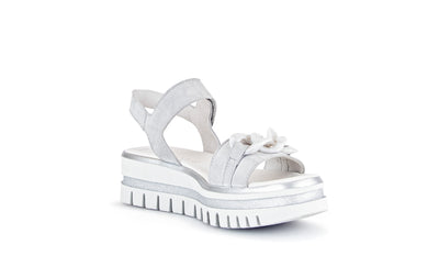 GABOR - 44.624.19 MEDIUM WEDGE SANDAL - LIGHT GREY SUEDE