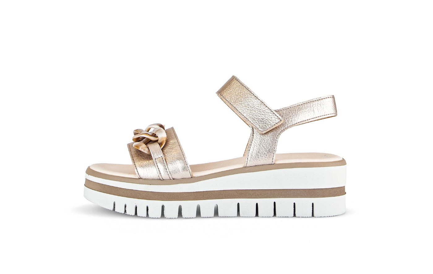 Gabor Ladies Low Wedge Shoes Gabor Low Wedge Sandal Elegant Gold