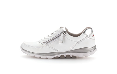 GABOR ROLLING SOFT - 46.968.51  LACED FASHION SHOE WITH ZIP - WHITE/SILVER