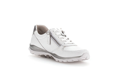 GABOR ROLLING SOFT - 46.968.51  LACED FASHION SHOE WITH ZIP - WHITE/SILVER