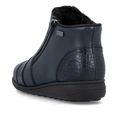 RIEKER - 47254-14 LOW WEDGE WARM LINING H FIT ANKLE BOOT - NAVY