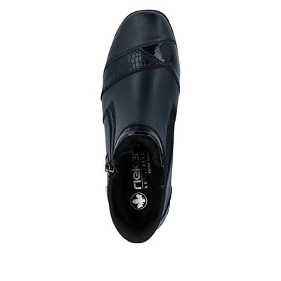 RIEKER - 47254-14 LOW WEDGE WARM LINING H FIT ANKLE BOOT - NAVY