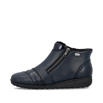 RIEKER - 47254-14 LOW WEDGE WARM LINING H FIT ANKLE BOOT - NAVY