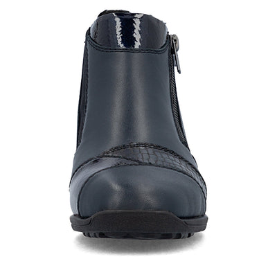RIEKER - 47254-14 LOW WEDGE WARM LINING H FIT ANKLE BOOT - NAVY