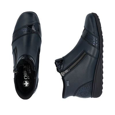 RIEKER - 47254-14 LOW WEDGE WARM LINING H FIT ANKLE BOOT - NAVY