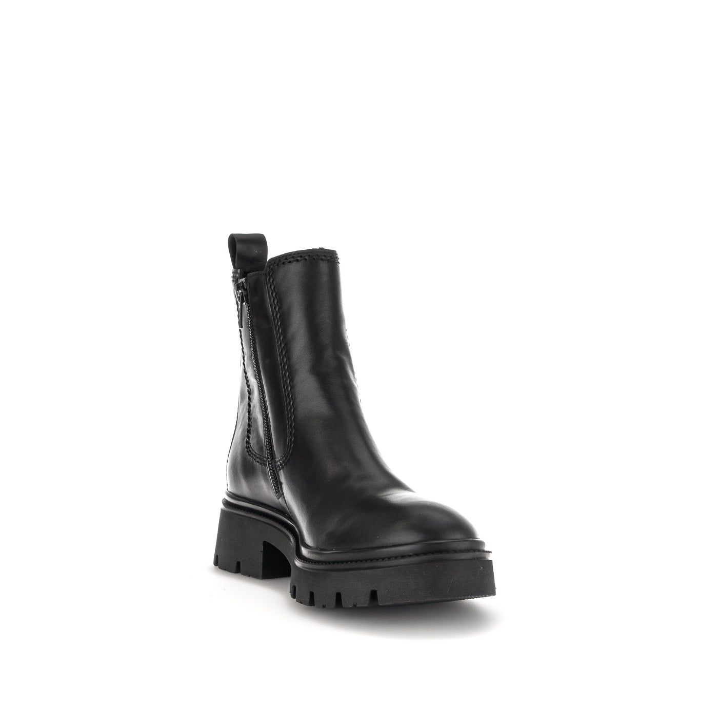 GABOR - 51.850.27 CHUNKY ZIP ANKLE BOOT - BLACK LEATHER