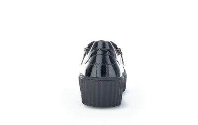 GABOR - 53.200.97 LACED WEDGE SHOE - BLACK PATENT