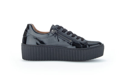 GABOR - 53.200.97 LACED WEDGE SHOE - BLACK PATENT