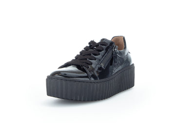 GABOR - 53.200.97 LACED WEDGE SHOE - BLACK PATENT