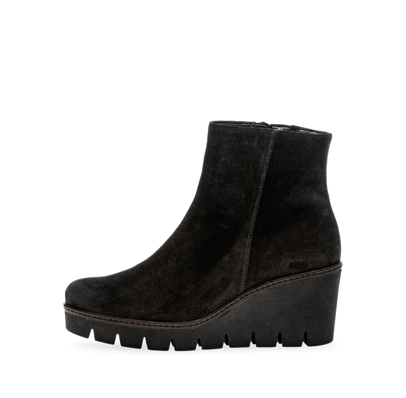 GABOR - 54.780.17 MEDIUM WEDGE ANKLE BOOT - BLACK SUEDE