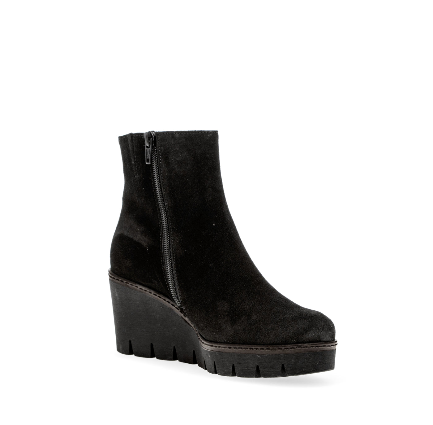 GABOR - 54.780.17 MEDIUM WEDGE ANKLE BOOT - BLACK SUEDE