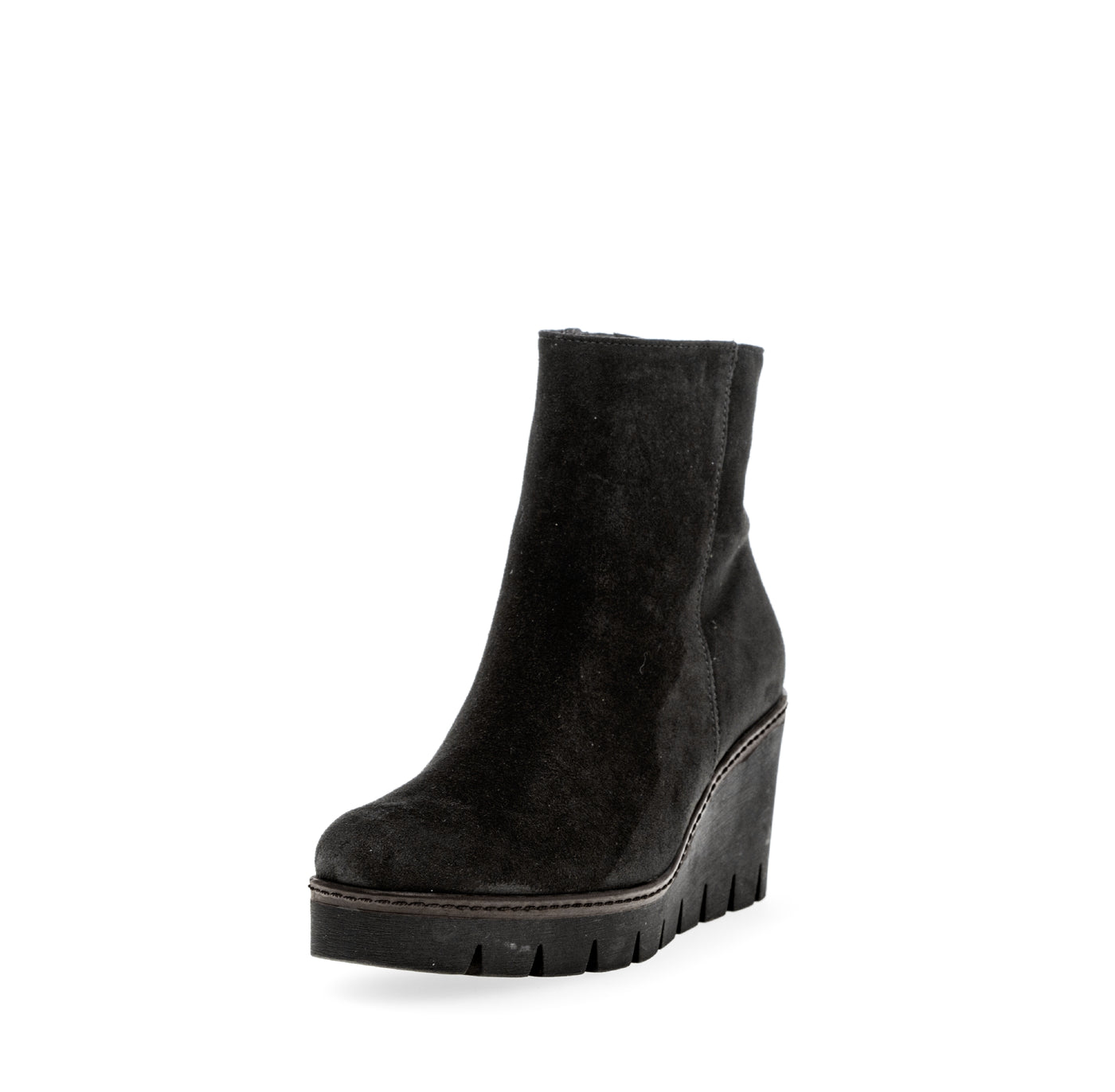 GABOR - 54.780.17 MEDIUM WEDGE ANKLE BOOT - BLACK SUEDE