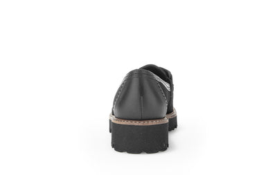 GABOR - 55.240.17 BLOCK HEEL SLIP-ON SHOE WITH CHAIN DETAIL - BLACK SUEDE
