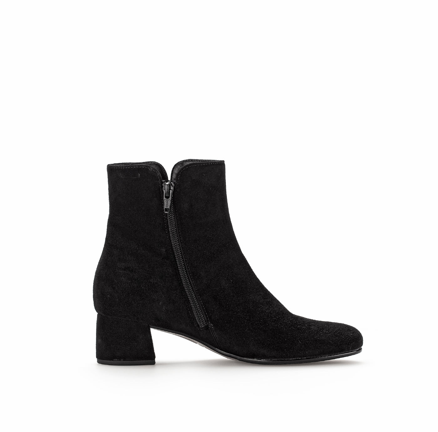 GABOR - 55.680.17 LOW BLOCK HEEL ANKLE BOOT - BLACK SUEDE