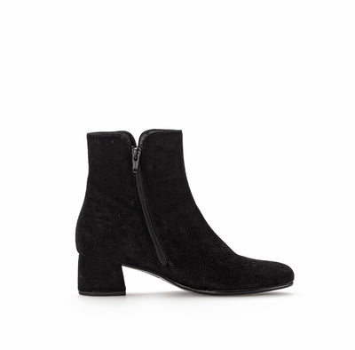 GABOR - 55.680.17 LOW BLOCK HEEL ANKLE BOOT - BLACK SUEDE