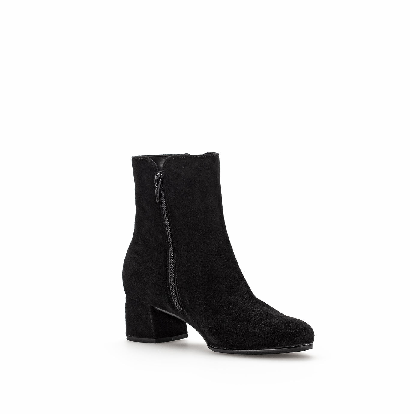 GABOR - 55.680.17 LOW BLOCK HEEL ANKLE BOOT - BLACK SUEDE