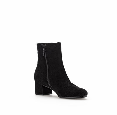 GABOR - 55.680.17 LOW BLOCK HEEL ANKLE BOOT - BLACK SUEDE