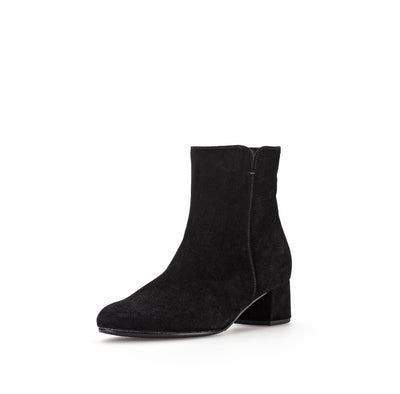 GABOR - 55.680.17 LOW BLOCK HEEL ANKLE BOOT - BLACK SUEDE