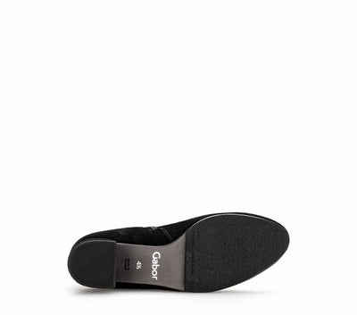 GABOR - 55.680.17 LOW BLOCK HEEL ANKLE BOOT - BLACK SUEDE
