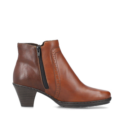 RIEKER - 57186-24 LOW BLOCK HEEL TWIN ZIP ANKLE BOOT - TAN