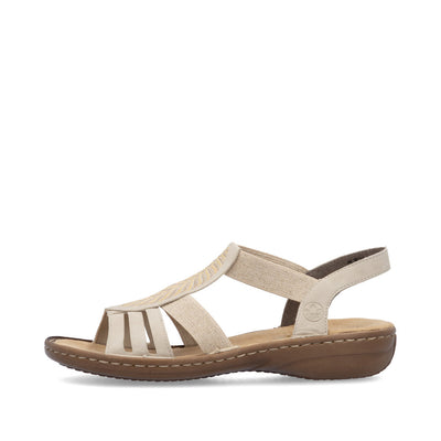 RIEKER - 608C0-62 FLAT COMFORT SANDAL - BEIGE