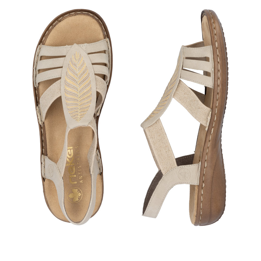 RIEKER - 608C0-62 FLAT COMFORT SANDAL - BEIGE