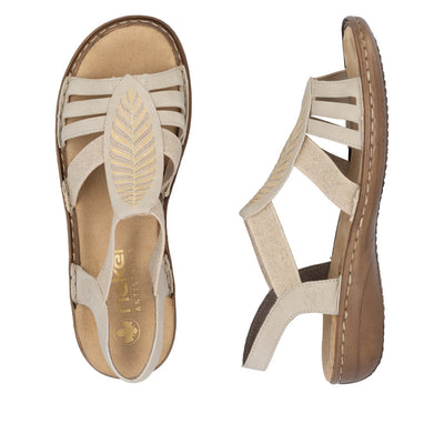 RIEKER - 608C0-62 FLAT COMFORT SANDAL - BEIGE