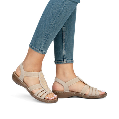 RIEKER - 608C0-62 FLAT COMFORT SANDAL - BEIGE