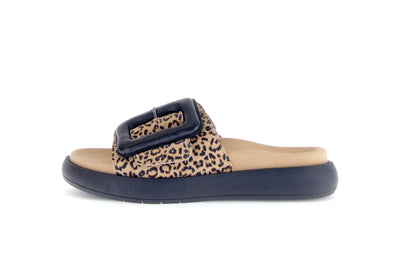 GABOR - 63.751.32 VELCRO BUCKLE SLIDER - LEOPARD PRINT/BLACK LEATHER